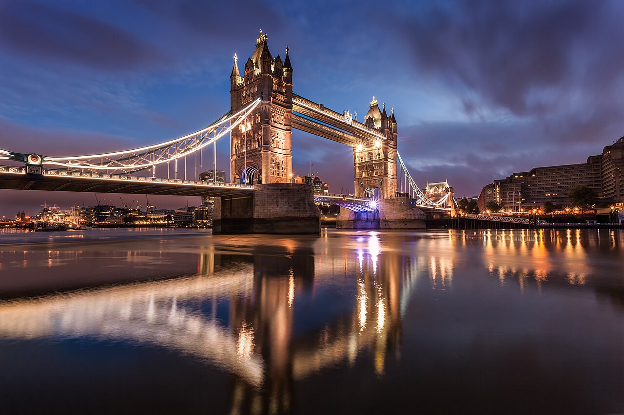 Tower Bridge in London at dawn